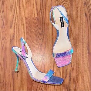 Iridescent Slingback Heeled Sandals